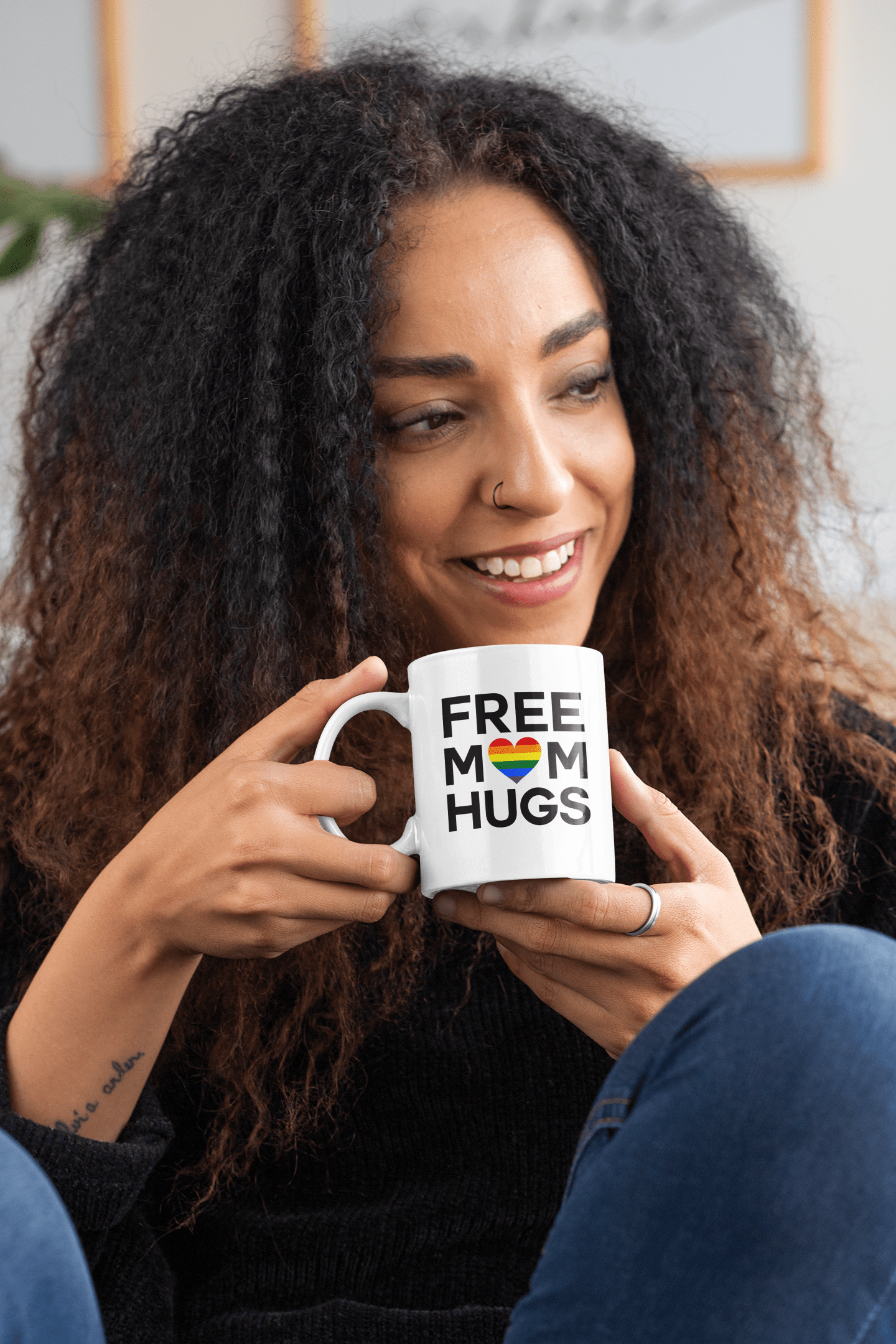 Free Mom Hugs Gay Pride LGBTQ+ Coffee Mug - beyourownherodesign